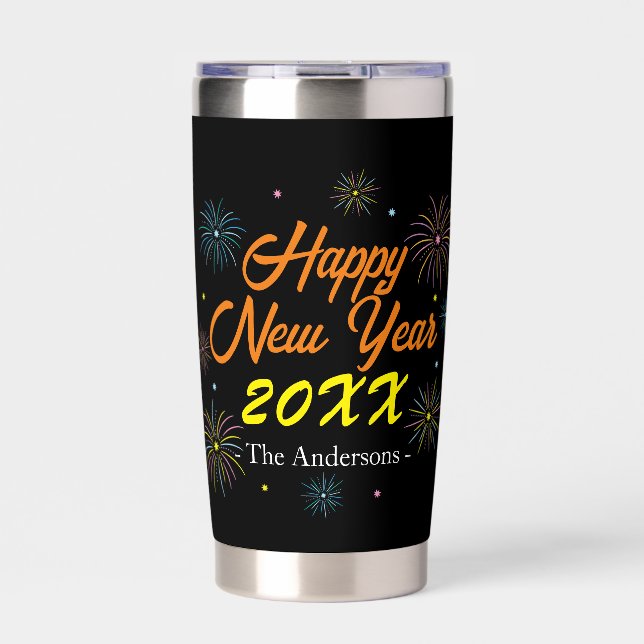Flat Colourful New Year's Eve Party Insulated Tumbler (Front)