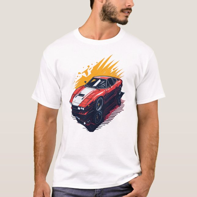 flat design of retro Car highly detailed T-Shirt (Front)