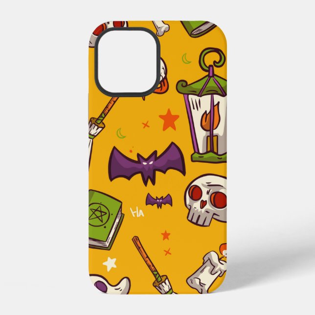 Flat Design Pattern Halloween Theme Background iPhone Case (Back)