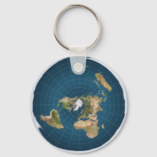 Flat Earth AE Azimuthal Equidistant Map Key Chain