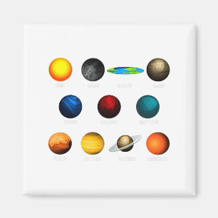 Flat Earth And Planets Funny Flat Earthers T Shirt Magnet