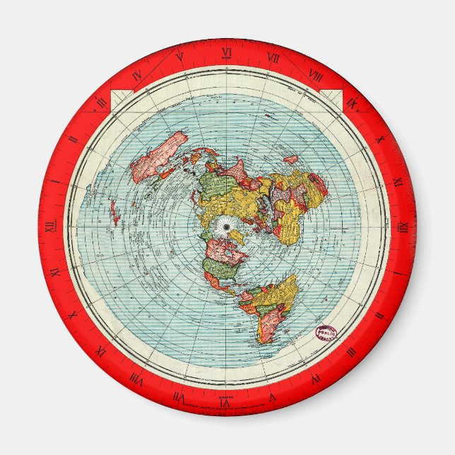 Flat Earth Azimuthal Projection Map Magnet (Front)