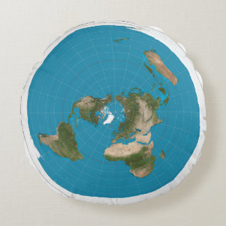 Flat Earth Azimuthal Projection Map Round Pillow