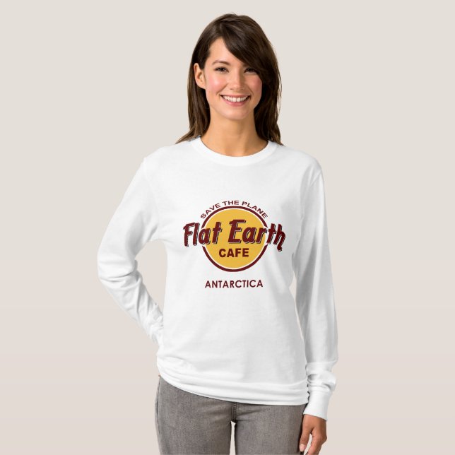 Flat Earth Cafe - SAVE THE PLANE - Antarctica T-Shirt (Front Full)