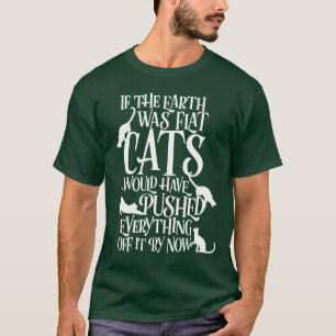 Flat Earth Cat Theory graphic funny earth day T-Shirt