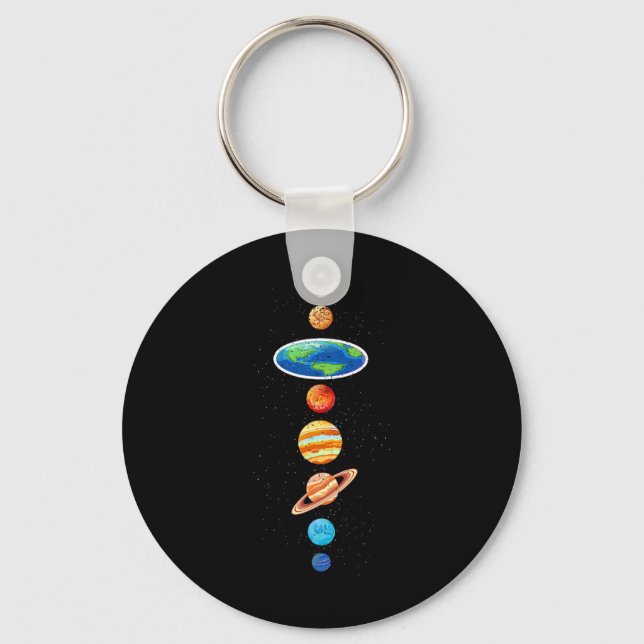 Flat Earth Conspiracy - Solar System Planets - Fla Key Ring (Front)