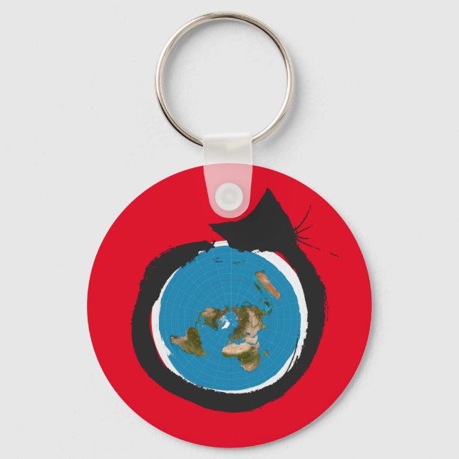 Flat Earth Designs - CAT MAP CLASSIC Key Ring (Front)