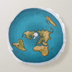 Flat Earth Map Round Cushion