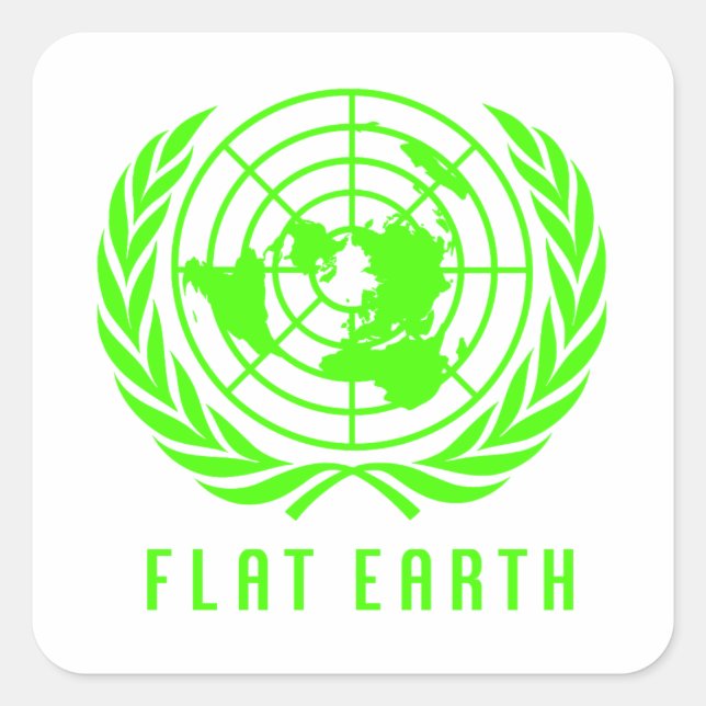 Flat Earth map square sticker (Front)