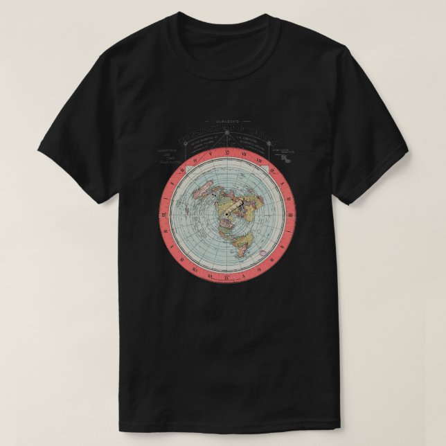 Flat Earth Society World Map T-Shirt (Design Front)