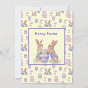 Flat Easter Card Egg Bunnies