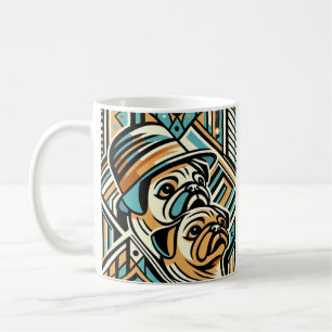 Flat faced dog with hat abstract coffee mug gift