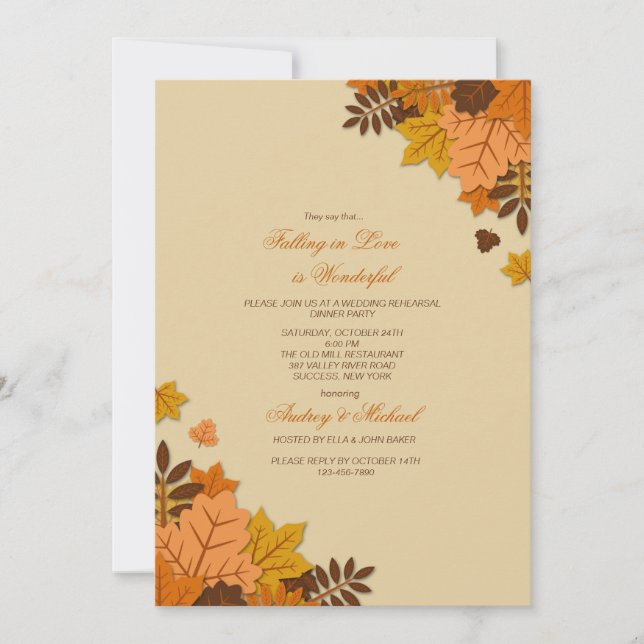 Flat Fall Leaves Invitation (Front)