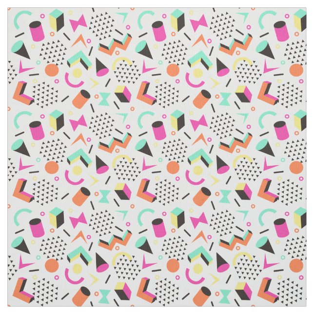 Flat Geometric Squiggly Memphis bold pattern 1980s Fabric (Swatch)