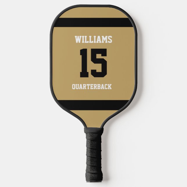 Flat Gold and Black Pickleball Paddle (Front)