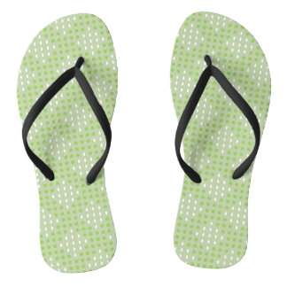 Flat Green Dots and Ovals Pattern Jandals
