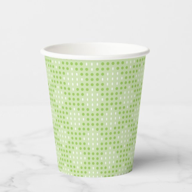 Flat Green Dots and Ovals Pattern Paper Cups (Front)