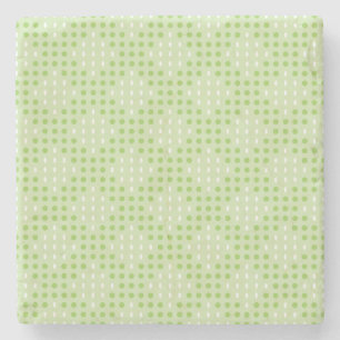 Flat Green Dots and Ovals Pattern Stone Coaster