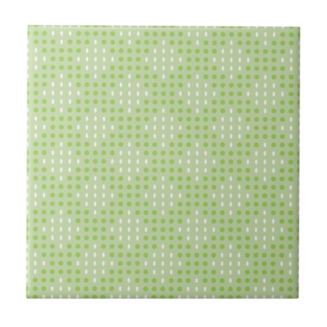 Flat Green Dots and Ovals Pattern Tile (Front)