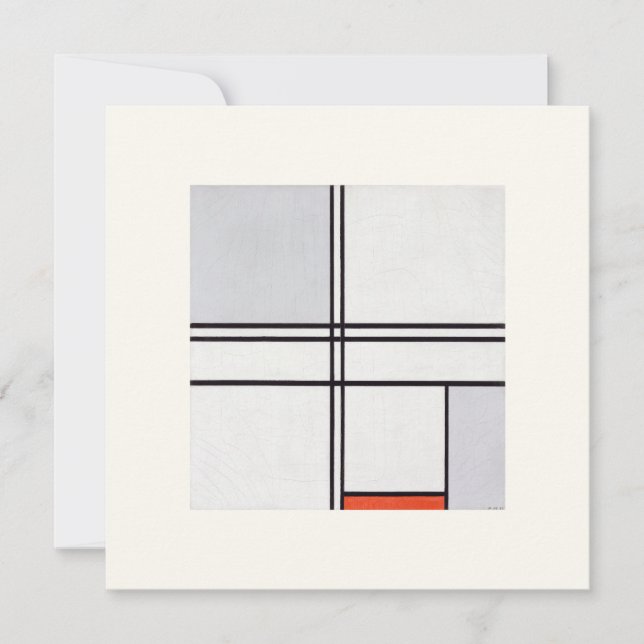 FLAT GREETING CARD : PIET MONDRIAN : GRAY-RED 1935 (Front)