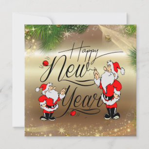 Flat greeting card with papa Noel dorada