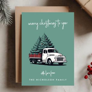 Flat Holiday Card   Christmas Tree Delivery Truck