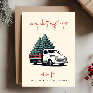 Flat Holiday Card Christmas Tree Delivery Truck