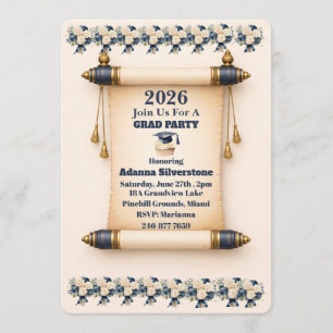 Flat Holiday Card- Editable Scroll Grad Invitation