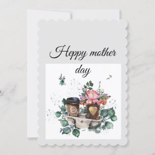 Flat Holiday Card "Floral Coffee: Mother's Day"