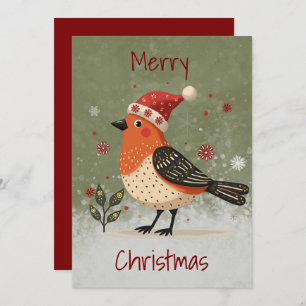 Flat Holiday Card in Scandinavian Folk Art style 