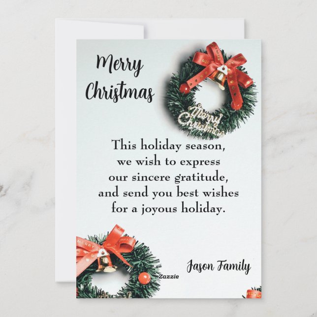 Flat Holiday Card Merry Christmas  (Back)