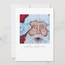 Flat Holiday Card with painting of Santa