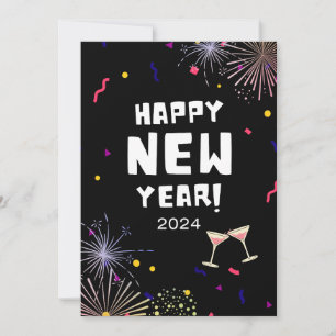 Flat Holiday Cards for Happy New Year 2024