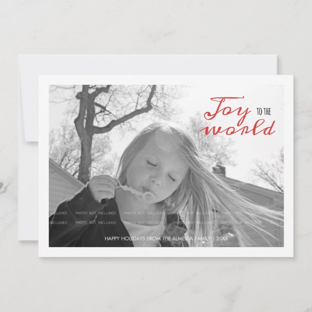 Flat Holiday Photo Christmas Kids Joy to the World Card (Front)