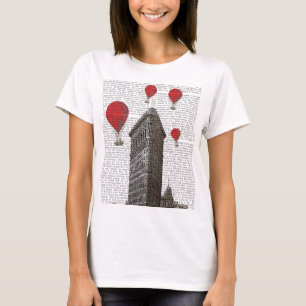 Flat Iron Building and Red Hot Air Balloons T-Shirt