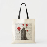 Flat Iron Building and Red Hot Air Balloons