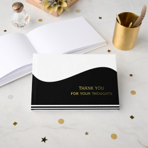 Flat Label Border - Wave black 1 Guest Book