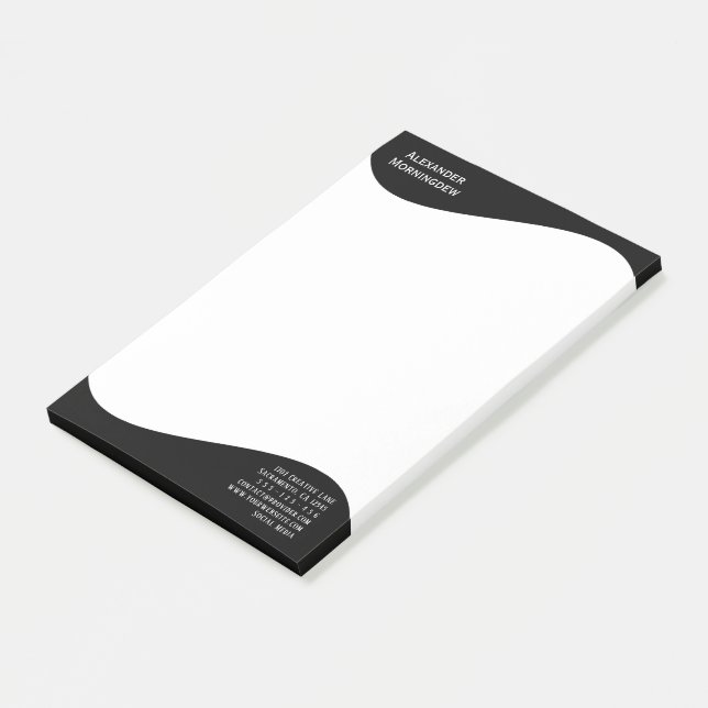 Flat Label Border - Wave black 1 Post-it Notes (Angled)