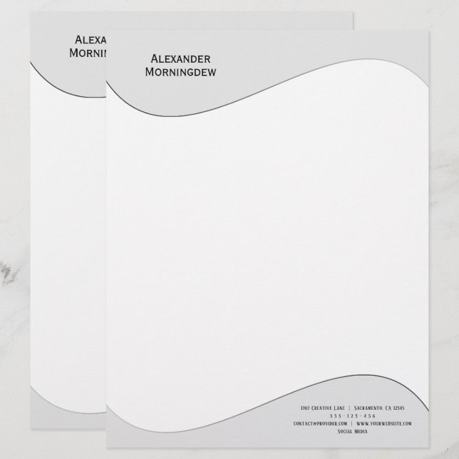 Flat Label Border - Wave grey gradient 1 Custom Letterhead (Front/Back)