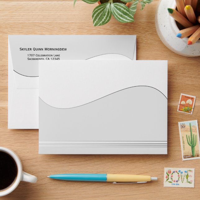 Flat Label Border - Wave grey gradient 1 Envelope (Desk)
