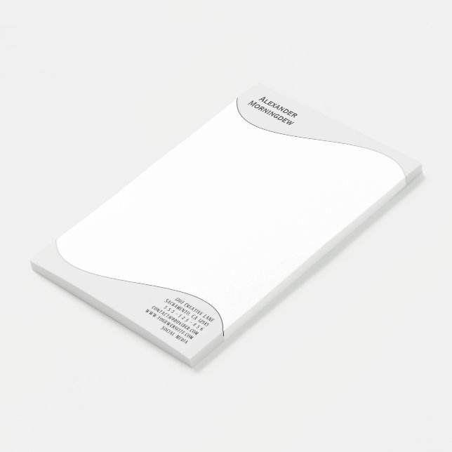 Flat Label Border - Wave grey gradient 1 Post-it Notes (Angled)