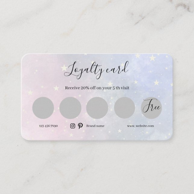Flat Loyalty, watercolour, stars  Loyalty Card (Front)