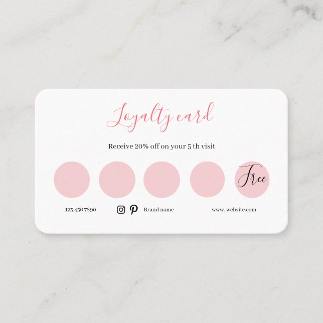 Flat Loyalty, white and pink  Card  (Front)