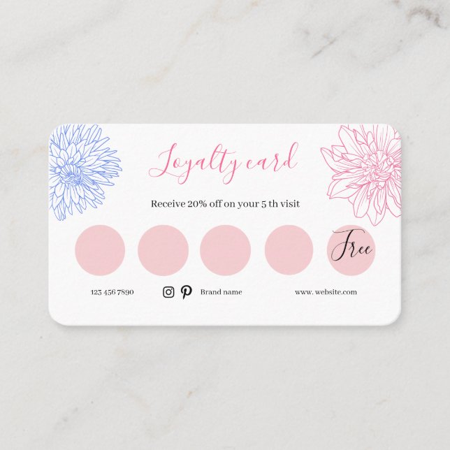 Flat Loyalty, white and pink , flowers Card (Front)