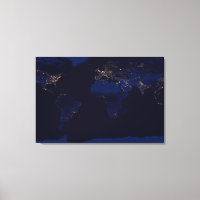 Flat Map Of Earth Showing City Lights Of World