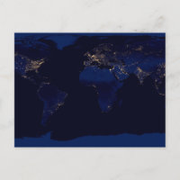 Flat Map Of Earth Showing City Lights Of World