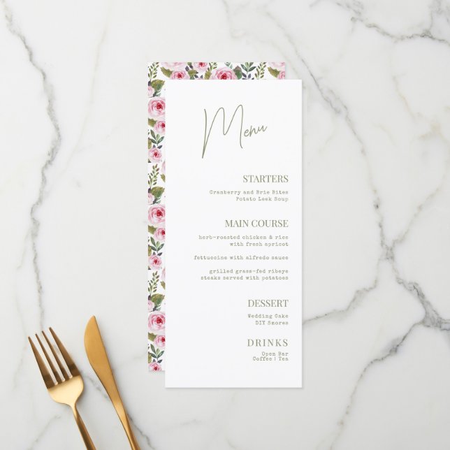 Flat Menu Bridal Shower (Front/Back In Situ)