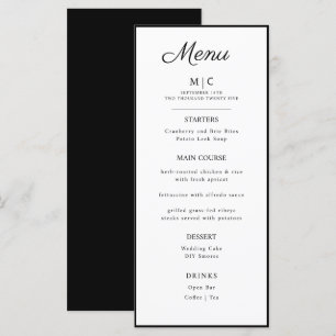 Flat Menu wedding Minimalist modern. 
