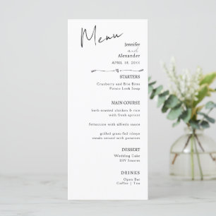 Flat Menu wedding Minimalist modern calligraphy.