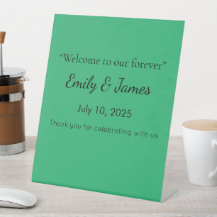 Flat Mint Green Background – Wedding Design Pedestal Sign